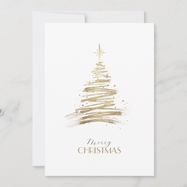 Cartes Pour Fêtes Annuelles Elegant golden hand-drawn tree Christmas (Devant)