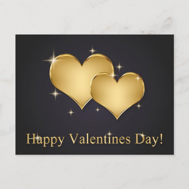 Cartes Pour Fêtes Annuelles Elégant Golden Hearts Nom - Saint-Valentin (Devant)