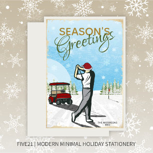 Cartes Pour Fêtes Annuelles Elégant Golf Inspiré Vintage Noël