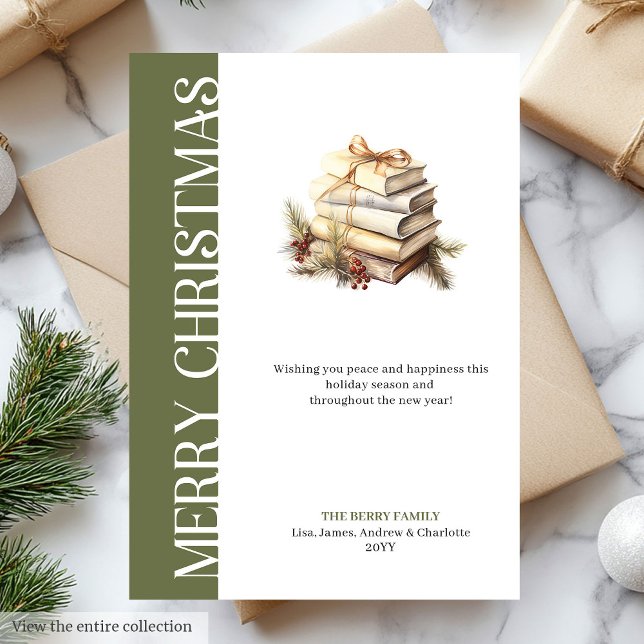 Cartes Pour Fêtes Annuelles Elegant Green And Gold Minimalist Holiday Card (Elegant Green And Gold Minimalist Holiday Card)