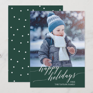 Cartes Pour Fêtes Annuelles Elegant Green Calligraphy Happy Holidays