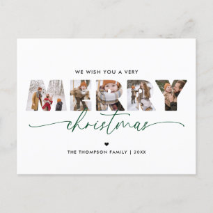 Cartes Pour Fêtes Annuelles Elégant Green Joyeux Noël Photo Collage