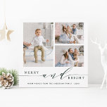 Cartes Pour Fêtes Annuelles Elegant Green Merry & Bright 3 Carré photo<br><div class="desc">Carte simple et élégante de carré photo de vacances avec un motif de neige blanc sur le dos. Pour une personnalisation plus avancée de cette conception,  veuillez cliquer sur le lien personnaliser pour modifier la police,  la taille,  la couleur,  etc.</div>