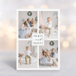 Cartes Pour Fêtes Annuelles Elégant Green Merry & Bright 4 Photo<br><div class="desc">Carte photo de vacances simple et élégant avec texte personnalisé sur le dos. Pour une personnalisation plus avancée de cette conception,  veuillez cliquer sur le lien personnaliser pour modifier la police,  la taille,  la couleur,  etc.</div>