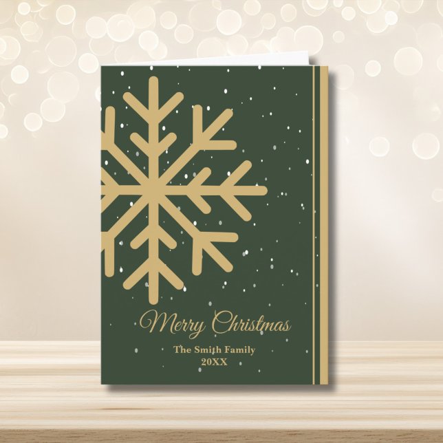 Cartes Pour Fêtes Annuelles Elegant Green Merry Christmas Snowflake Folded (Créateur téléchargé)