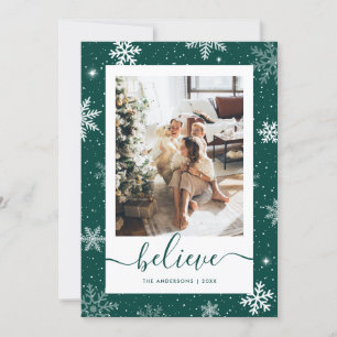 Cartes Pour Fêtes Annuelles Elégant Green Photo Snowflake Croire