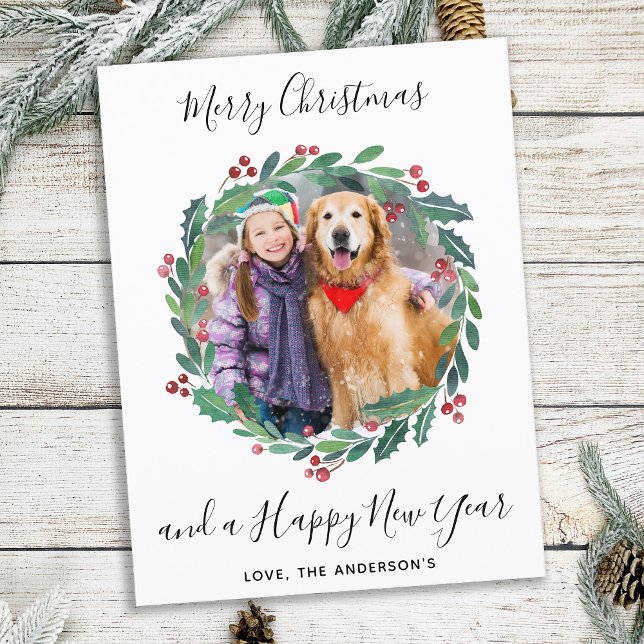 Cartes Pour Fêtes Annuelles Elegant Greenery Botanical Wreath Christmas (Créateur téléchargé)