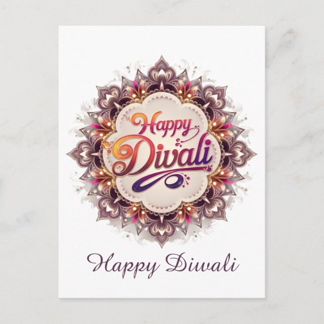 Cartes Pour Fêtes Annuelles Elégant Happy Diwali Festival de la lumière (Devant)