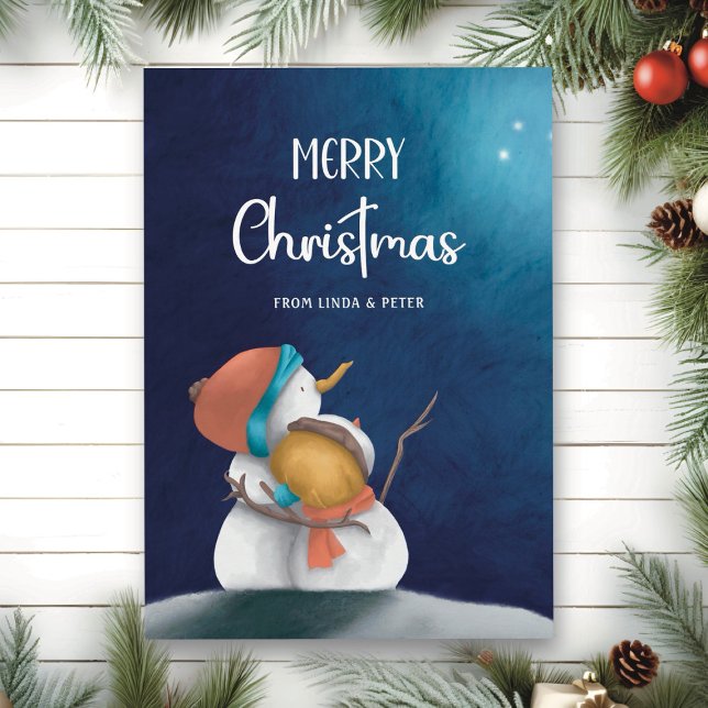 Cartes Pour Fêtes Annuelles Élégant hiver Snowmen Couple Joyeux Noël (Créateur téléchargé)
