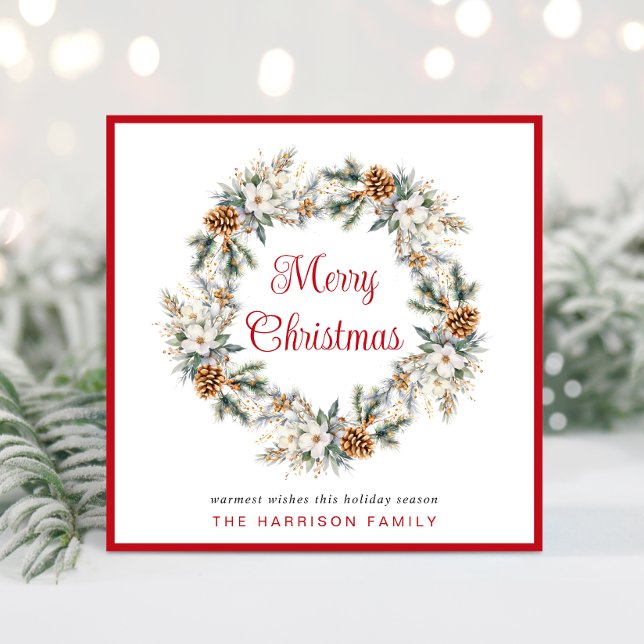 Cartes Pour Fêtes Annuelles Elégant hiver Wreath Aquarelle Noël (Spread the love + joy of the season with your friends + family near and far with a personalized card)