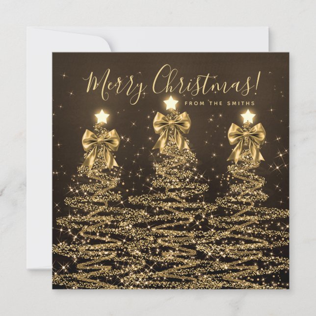 Cartes Pour Fêtes Annuelles Elegant Holiday Gold Christmas Trees Greeting  (Devant)
