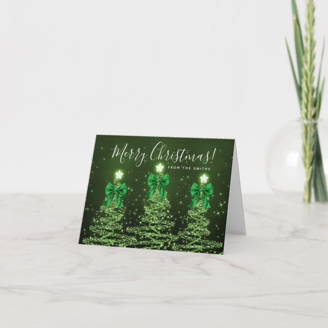Cartes Pour Fêtes Annuelles Elegant Holiday Green Christmas Trees Greeting  (Devant)