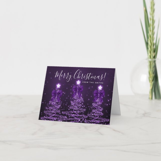 Cartes Pour Fêtes Annuelles Elegant Holiday Purple Christmas Trees Greeting  (Devant)