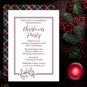 Cartes Pour Fêtes Annuelles Elegant Holly Berries Rich Plaid Noël