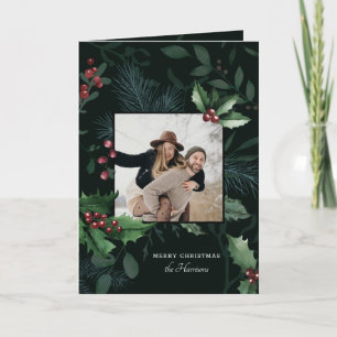 Cartes Pour Fêtes Annuelles Élégant Holly Noël Vert foncé Photo botanique