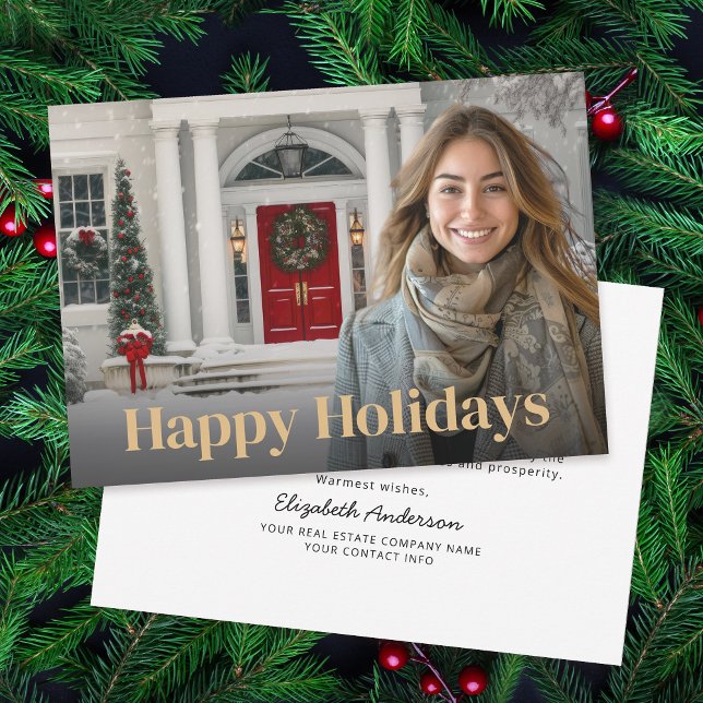 Cartes Pour Fêtes Annuelles Elegant Home Realtor Photo Holiday Card (Personalize with your photo and greeting.)