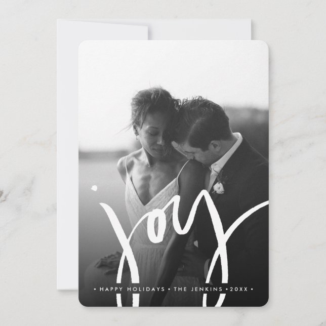 Cartes Pour Fêtes Annuelles Elégant intemporel Simple JOY HOLIDAYS PHOTO (Devant)