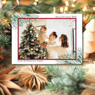 Cartes Pour Fêtes Annuelles Élégant Jardin vert tiré à la main Minimaliste Noë