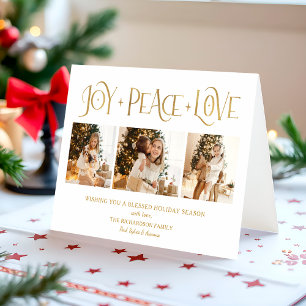 Cartes Pour Fêtes Annuelles Élégant Joie Paix Amour Script 3-Photos