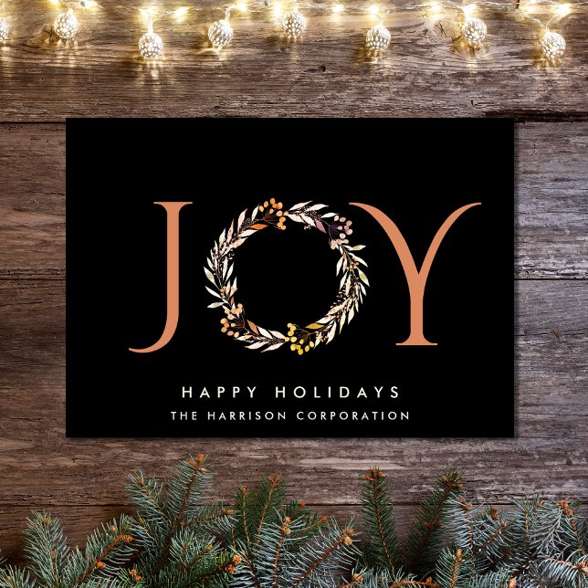 Cartes Pour Fêtes Annuelles Elégant Joy Christmas Corporate (Spread the joy of the season and strengthen business relationships with our elegant holiday card)