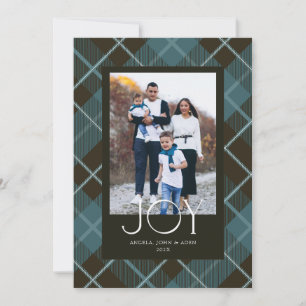 Cartes Pour Fêtes Annuelles Elégant Joy Photo Black Turquoise Plaid