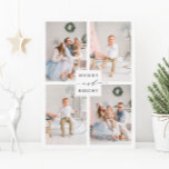 Cartes Pour Fêtes Annuelles Elégant Joyeux & Lumineux 4 Photo Holiday Card<br><div class="desc">Carte photo de vacances simple et élégant avec texte personnalisé sur le dos. Pour une personnalisation plus avancée de cette conception,  veuillez cliquer sur le lien personnaliser pour modifier la police,  la taille,  la couleur,  etc.</div>