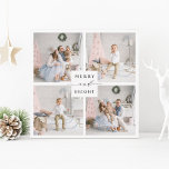 Cartes Pour Fêtes Annuelles Elégant Joyeux & Lumineux 4 Photo Holiday Card<br><div class="desc">Carte simple et élégante de carré photo de vacances avec texte personnalisé sur le dos. Pour une personnalisation plus avancée de cette conception,  veuillez cliquer sur le lien personnaliser pour modifier la police,  la taille,  la couleur,  etc.</div>