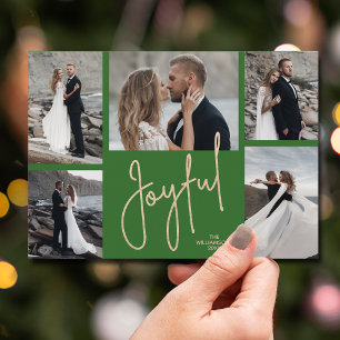 Cartes Pour Fêtes Annuelles Élégant Joyeux Multi Photo Vert Noël