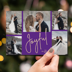 Cartes Pour Fêtes Annuelles Élégant Joyeux Multi Photo Violet Noël