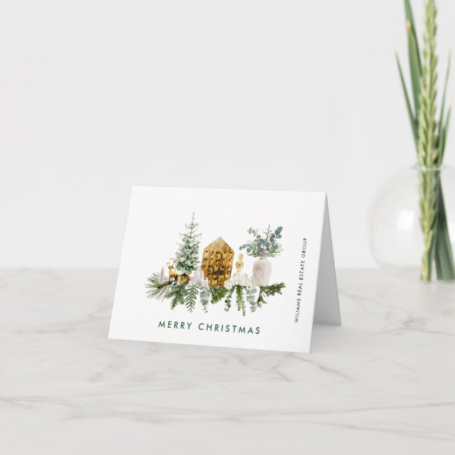 Cartes Pour Fêtes Annuelles Élégant Joyeux Noël Boho Composition Entreprise (Devant)