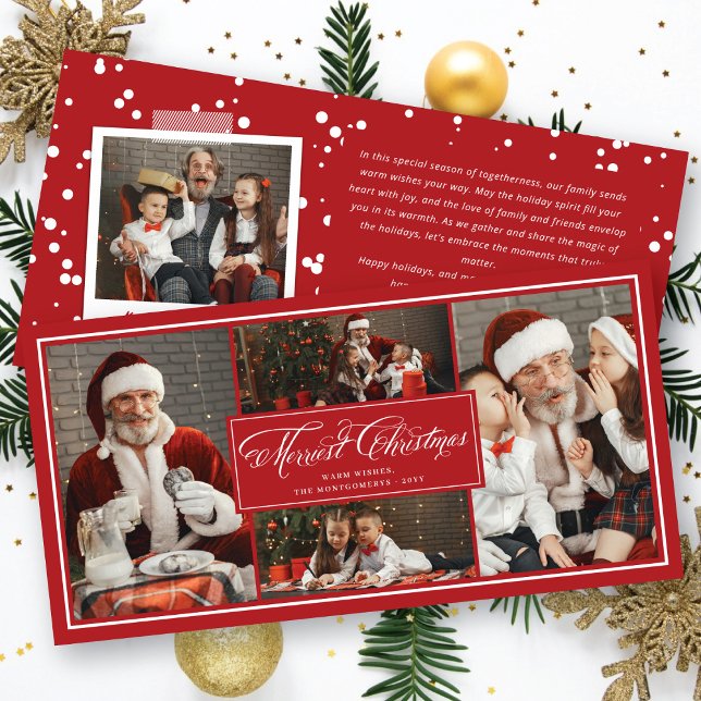 Cartes Pour Fêtes Annuelles Élégant Joyeux Noël Fancy Script 4 Photo (Créateur téléchargé)