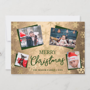 Cartes Pour Fêtes Annuelles Élégant Joyeux Noël Gold Photo Collage personnalis