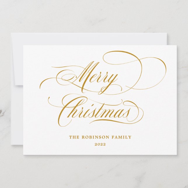 Cartes Pour Fêtes Annuelles Élégant Joyeux Noël Gold Script Typographie (Devant)