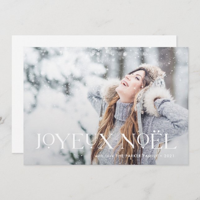 Cartes Pour Fêtes Annuelles Elegant Joyeux Noel | Une photo de Noël (Devant / Derrière)