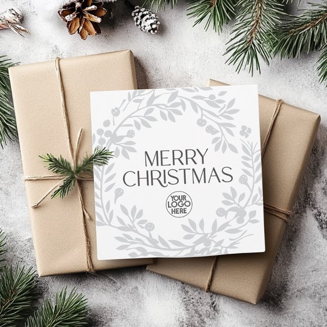 Cartes Pour Fêtes Annuelles Élégant Joyeux Noël Wreath Business Logo (Créateur téléchargé)
