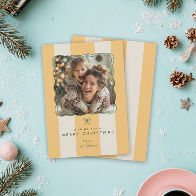 Cartes Pour Fêtes Annuelles Elegant Joyful Stripe Happy Family Photo Christmas (Créateur téléchargé)