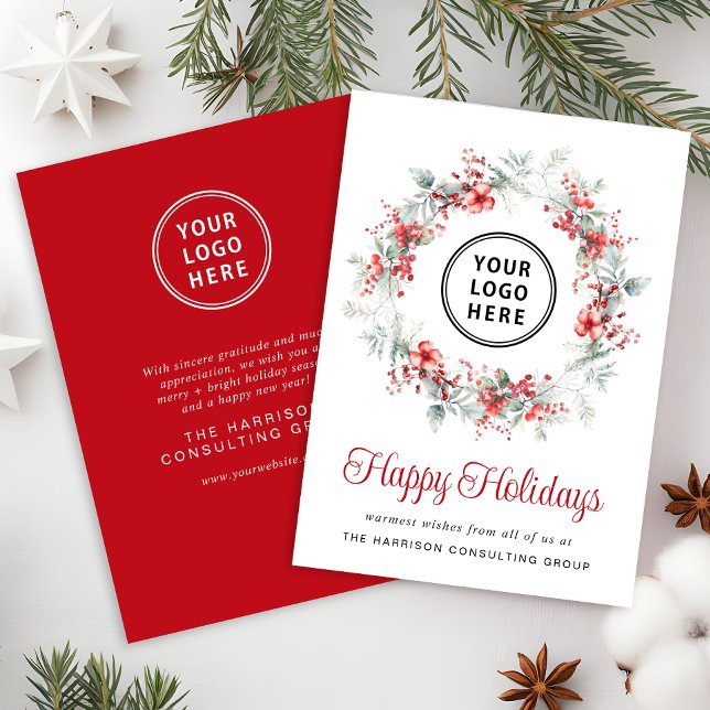 Cartes Pour Fêtes Annuelles Élégant logo d'entreprise Noël d'entreprise (Spread the joy of the season and strengthen business relationships with our elegant holiday card)