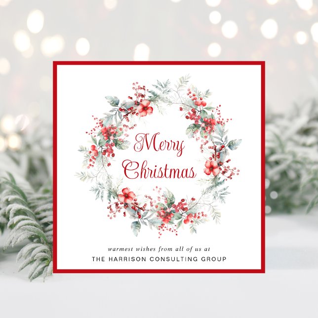 Cartes Pour Fêtes Annuelles Élégant logo d'entreprise QR Code Entreprise Noël (Spread the joy of the season and strengthen business relationships with our elegant holiday card)