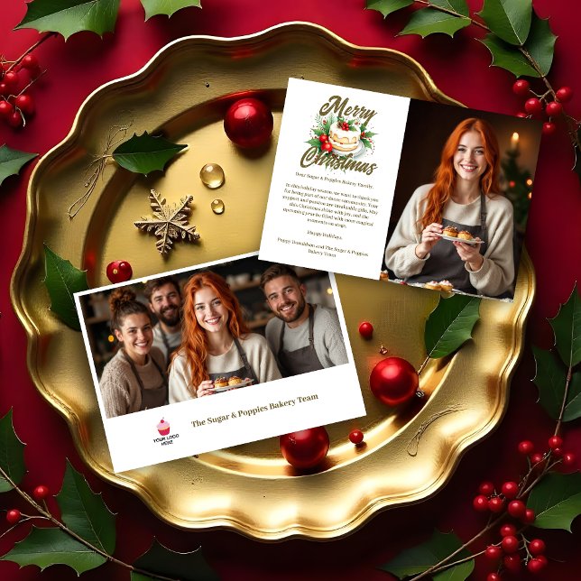 Cartes Pour Fêtes Annuelles Elegant & Lovely Christmas Cake 2 Photos Business  (Elegant & Lovely Christmas Cake 2 Photos Business Holidays Cards.)