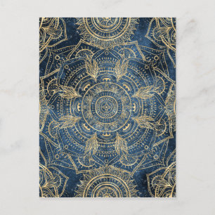 Cartes Pour Fêtes Annuelles Elégant Mandala Blue Whimsy Design