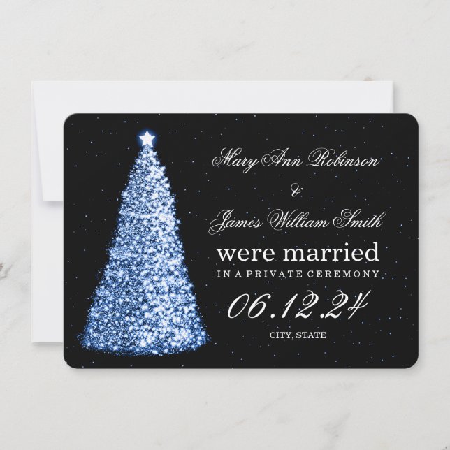 Cartes Pour Fêtes Annuelles Élégant mariage de Noël Elopement bleu (Devant)