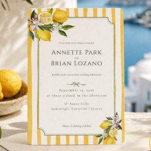 Cartes Pour Fêtes Annuelles Élégant Mariage Méditerranéen Jaune Citron