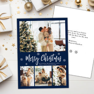 Cartes Pour Fêtes Annuelles Elégant Marine Blanc 4 Photo Collage Noël