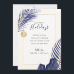 Cartes Pour Fêtes Annuelles Elégant Marine Blue & Gold Beach Tropical Christma<br><div class="desc">L'élégante carte de vacances en bleu marine et or du Nautical Boutique Co. est ornée d'une verdure tropicale bleu et or d'aquarelle et d'un joli coquillage d'aquarelle. Le texte est de fantaisie en lettrage manuel associé à la typographie de bloc moderne. Le vert, l'or et l'ivoire crémeux rappellent les vacances...</div>