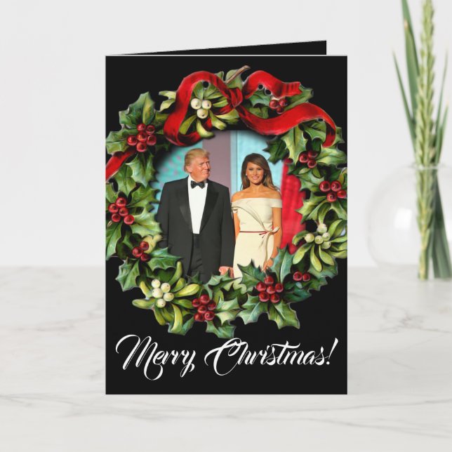 Cartes Pour Fêtes Annuelles Elegant Melania & Donald Trump Salutation de Noël (Devant)
