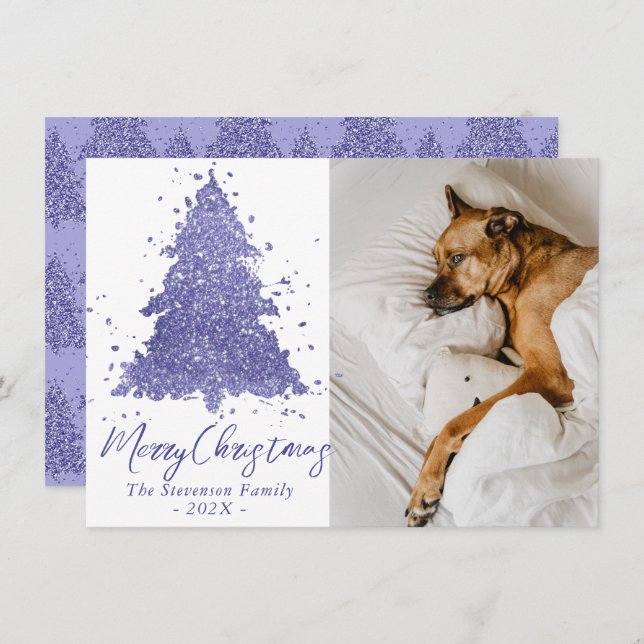 Cartes Pour Fêtes Annuelles Elegant Merry Christmas | Charming Lavender Purple (Devant / Derrière)