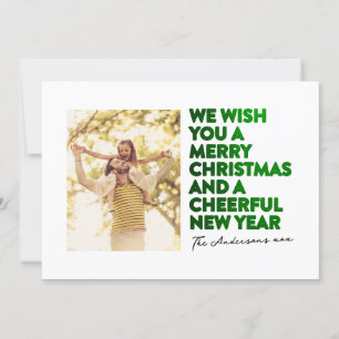 CARTES POUR FÊTES ANNUELLES ÉLÉGANT MERRY NOËL & NOUVELLE ANNÉE FAUX GREEN FOI