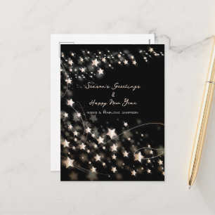 Cartes Pour Fêtes Annuelles Élégant minimal Black Stars Saisons et Nouvel An