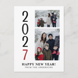 Cartes Pour Fêtes Annuelles Elegant Minimal Bonne Année Famille 2 Photo