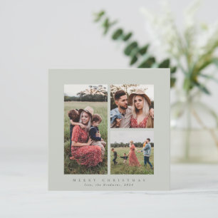 Cartes Pour Fêtes Annuelles Élégant minimal Carré triple photo